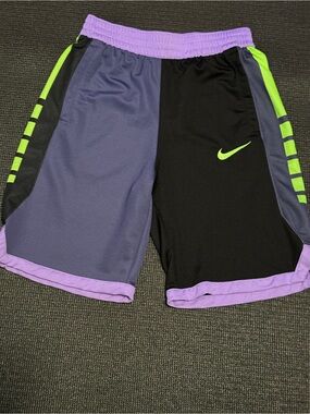 Nike Boys Purple, Black & Neon Green Athletic Shorts